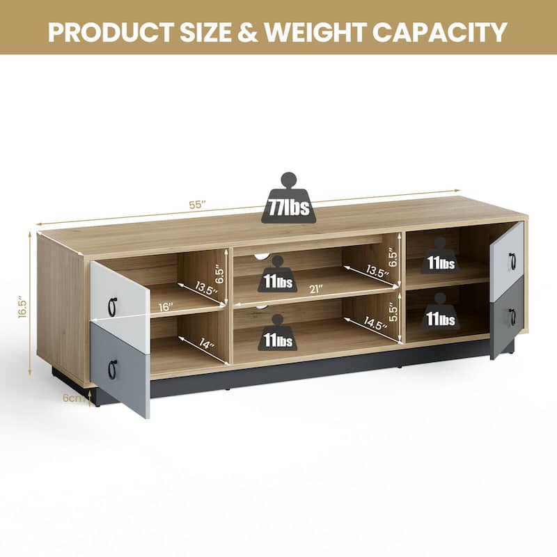 Gymax 55'' TV Stand Entertainment Media Center w/ Storage Cabinets