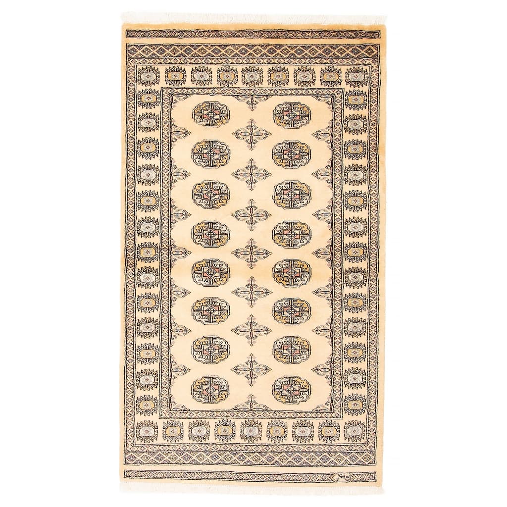 ECARPETGALLERY Hand-knotted Peshawar Bokhara Beige Wool Rug - 3'2 x 5'6