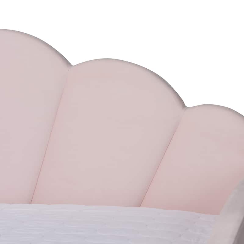 Timila Modern and Contemporary Light Pink Velvet Fabric Upholstered Queen Size Daybed with Trundle