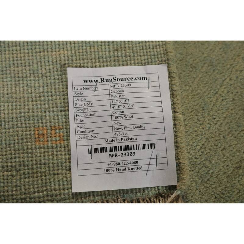 Gabbeh Modern Rug Handmade Solid Wool Carpet - 3'4" x 4'10"