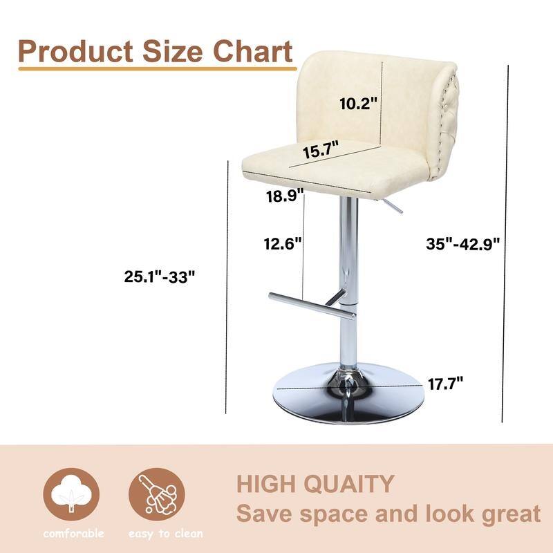 Modern Upholstered Swivel Adjusatble Height Leather Barstools Set of 6