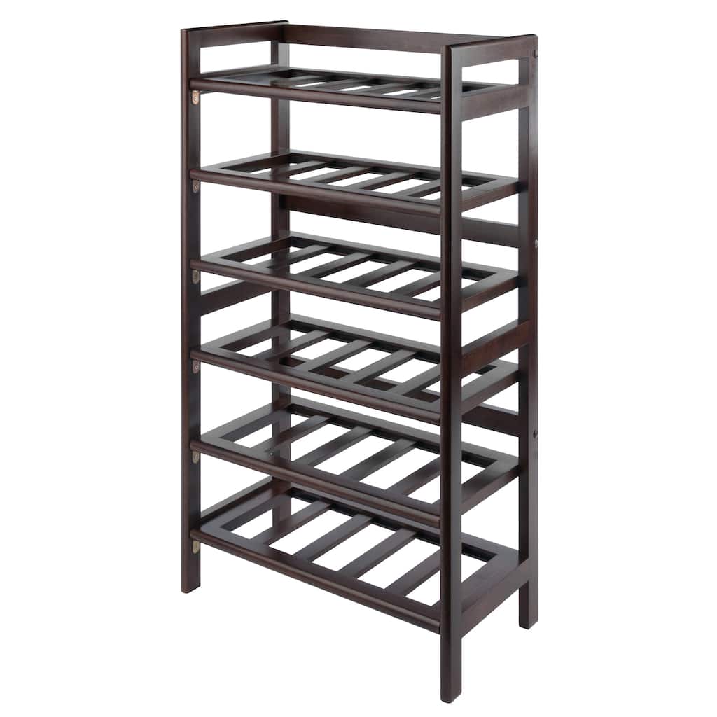 Silvi 30-Bottle Wine Rack, Walnut - 21.5 x 11.54 x 38.5 inches