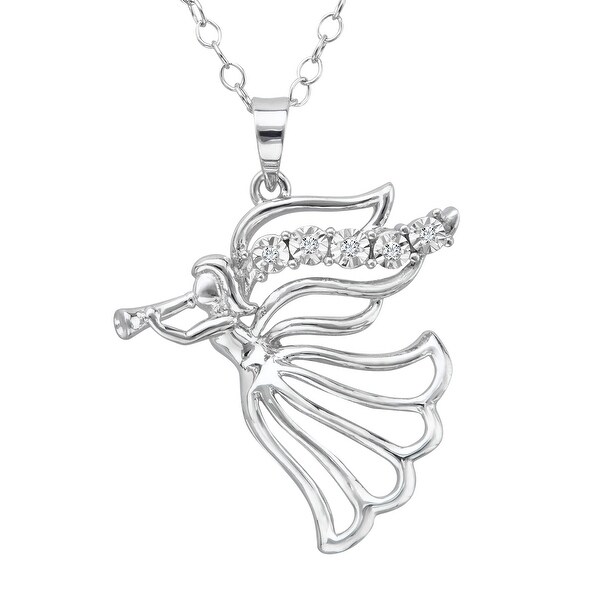 Angel Pendant with Diamonds in Sterling Silver