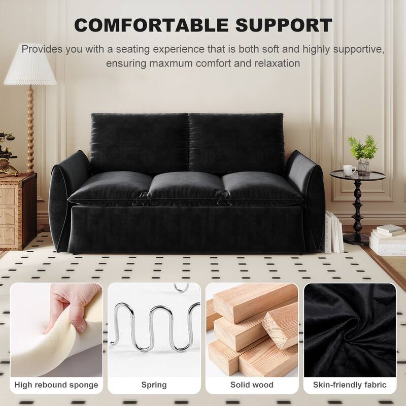 70.9" Velvet Convertible Pull Out Sofa Bed with with 2 Pillows