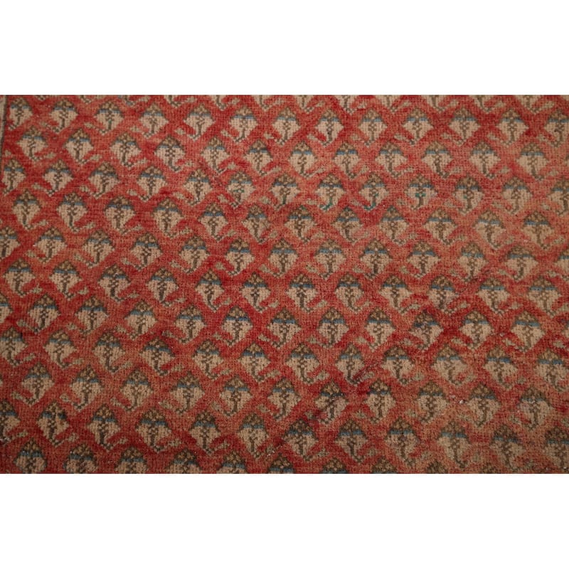 Geometric Botemir Persian Vintage Runner Rug Hand-Knotted Wool Carpet - 3'6" x 11'2"
