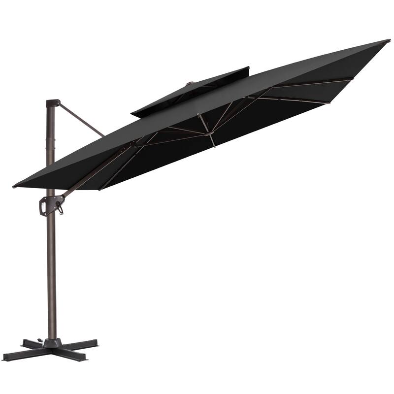 Outdoor 10FT Square Adjustable Offset Cantilever Patio Umbrella