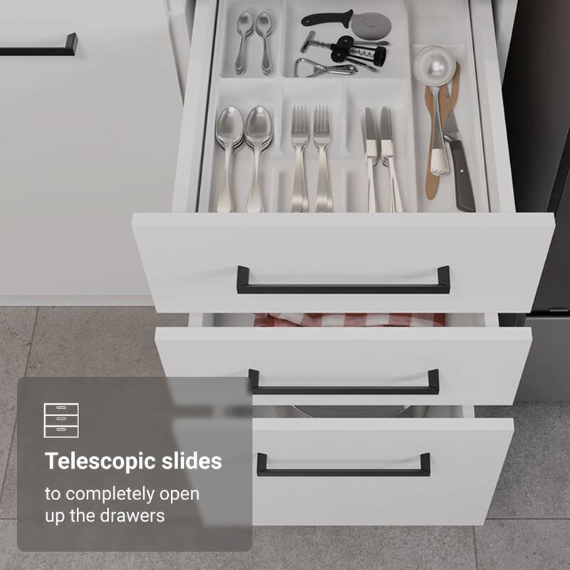 Madesa Hazel Kitchen Set 94"L Multiple Compartments - White