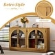 preview thumbnail 20 of 23, 4-Door Storage Sideboard Buffet Cabinet with Glass Doors, Arched Cabinet wAdjustable Shelves for Kitchen Dining Room Living Room