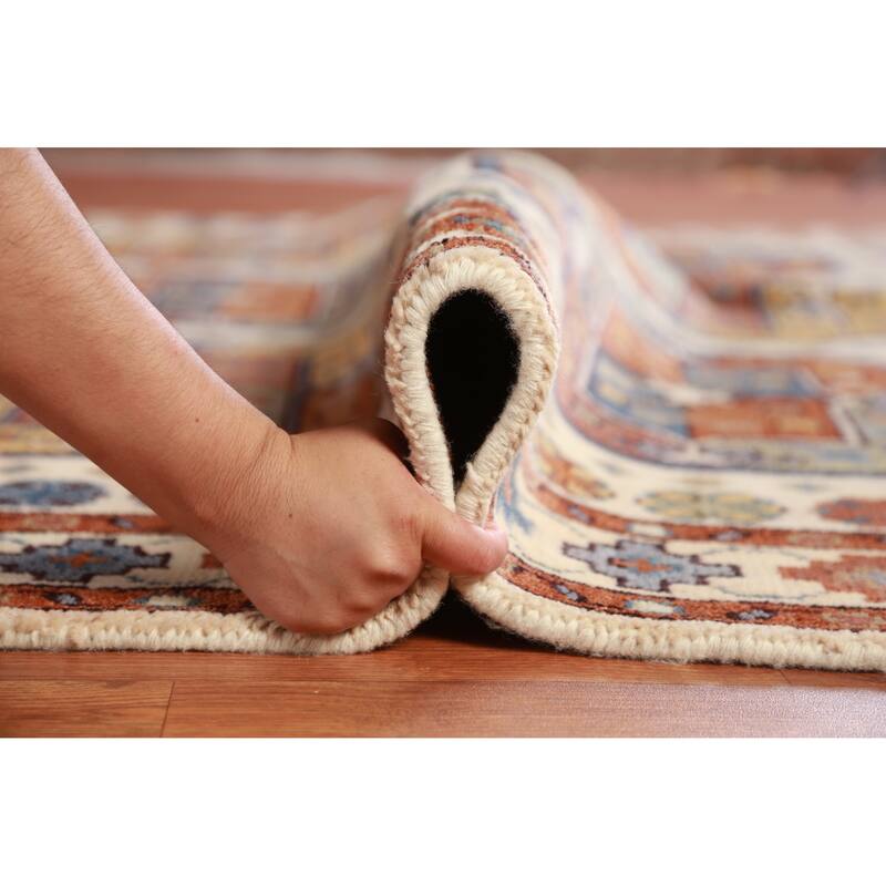 Hand Knotted Oriental 100% Wool Carpet Traditional Geometric Beige & Ivories Heriz (serapi) Area Rug - 10' 0'' X 8' 2''
