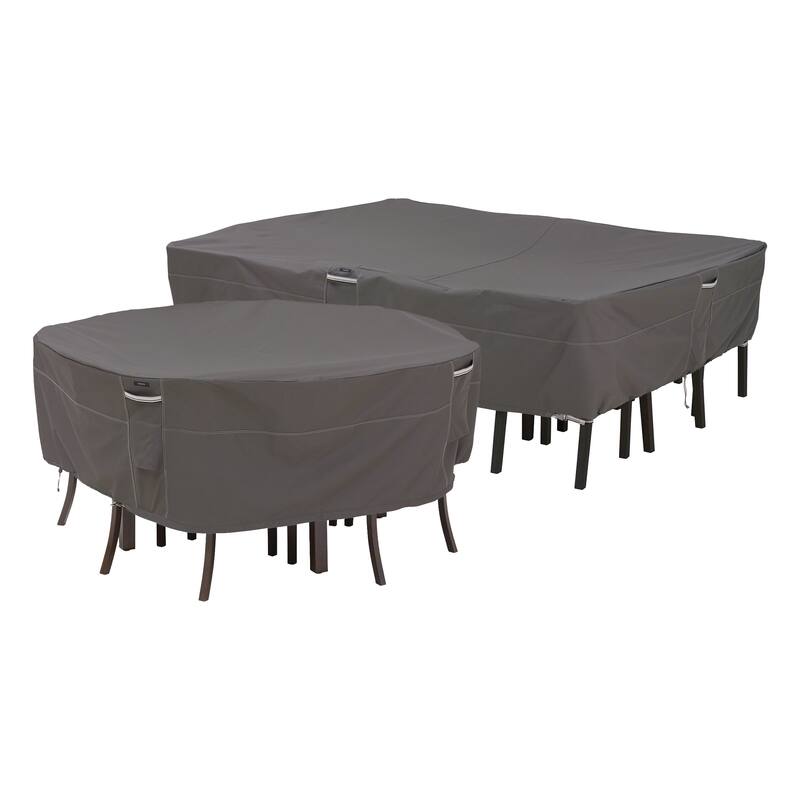 Classic Accessories Ravenna Water-Resistant 60 Inch Tall Round Patio Table & Chair Set Cover
