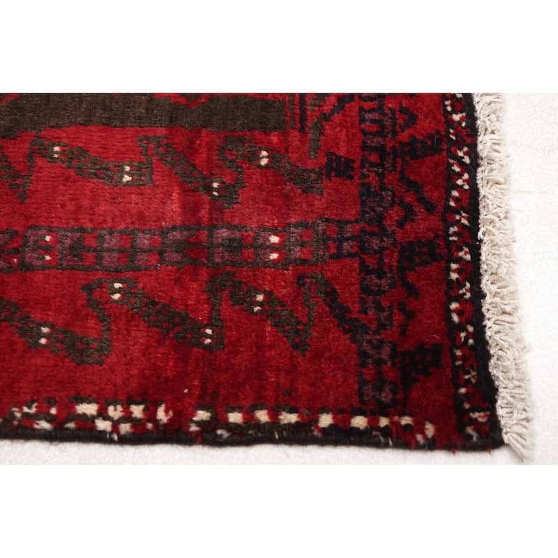 ECARPETGALLERY Hand-knotted Baluch Black, Red Wool Rug - 3'1 x 5'9