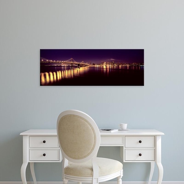 Easy Art Prints Panoramic Image 'Bridge lit up, Bay Bridge, San Francisco Bay, San Francisco, California' Canvas Art
