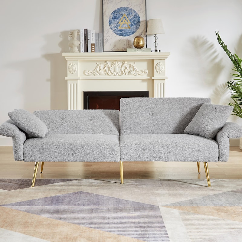 Modern Loveseat Sofa Bed - Teddy Upholstery with Side Pocket