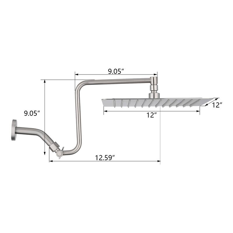 12 inch Adjustable Extension Arm High-pressure Rain Shower Head, Rain Fixed Shower Head