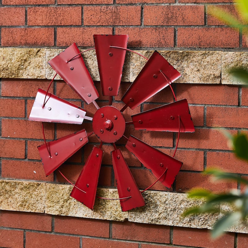 Glitzhome Farmhouse Rustic Wind Spinner Wall Decor