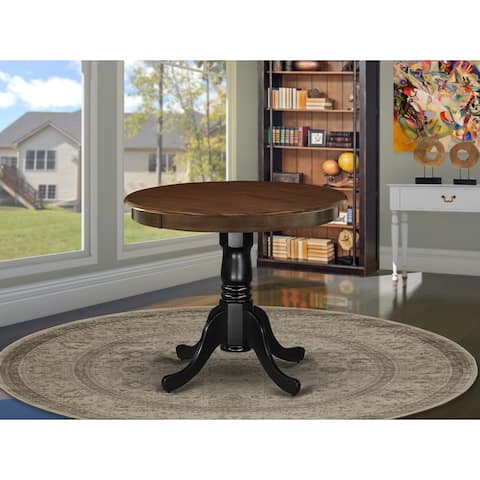 East West Furniture Rubber Wood Dining Table with Walnut Finish Table Top and Black Pedestal - AMT-WBK-TP