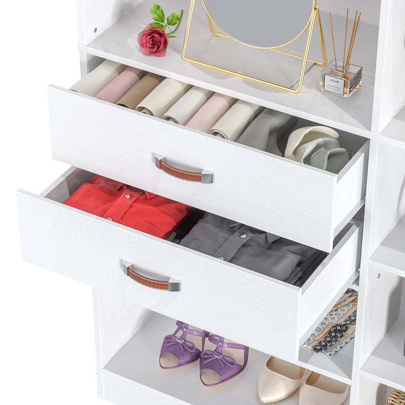 79''W Set of 2 Freestanding Closet System with Drawers, Reversible Wardrobe for Walk-in/ Reach-in Closet