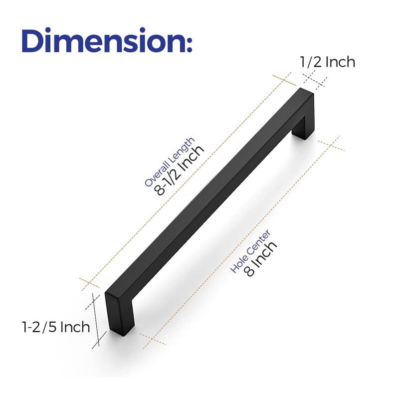 18 Pack 8 Inch Kitchen Square Cabinet Handles - 8.5"L x 0.5"W