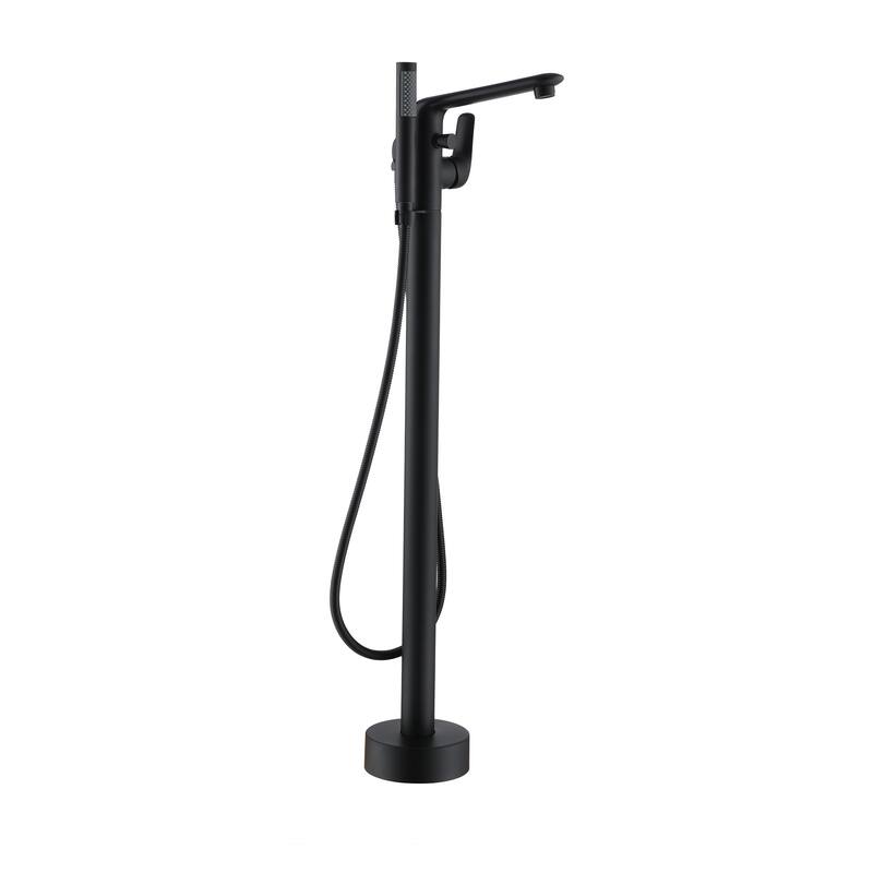Bathtub Faucet Floor Mounted Free Standing Tub Filler W/Handheld - Matte Black