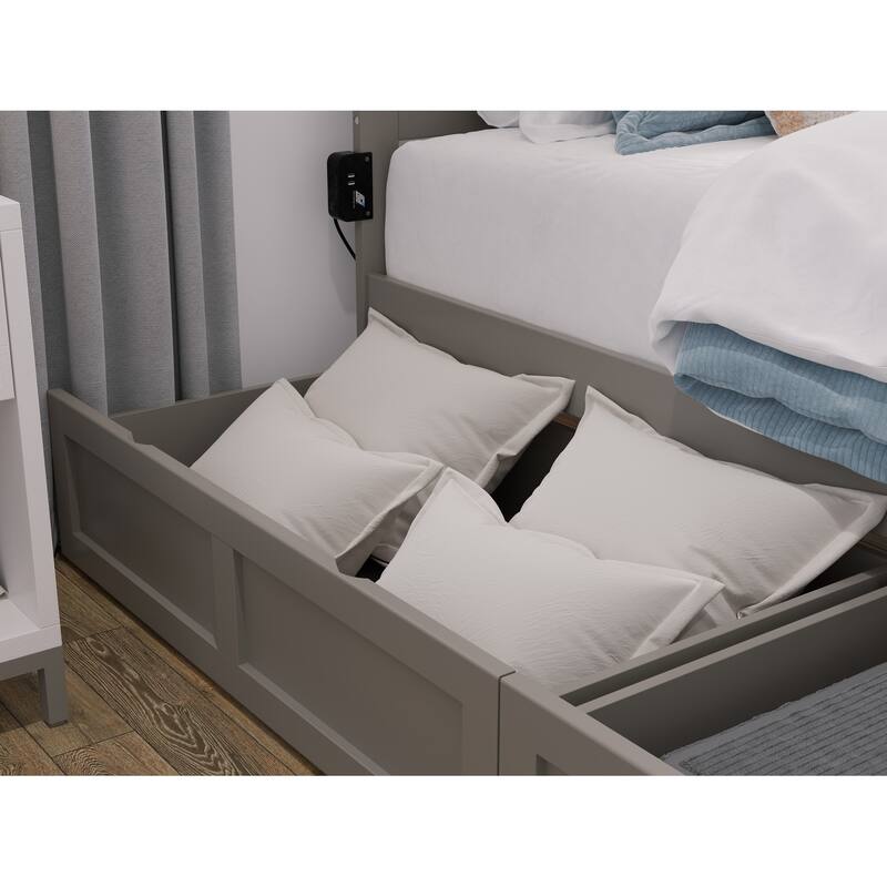 Warren Platform Bed with Footboard and 2 Storage Drawers