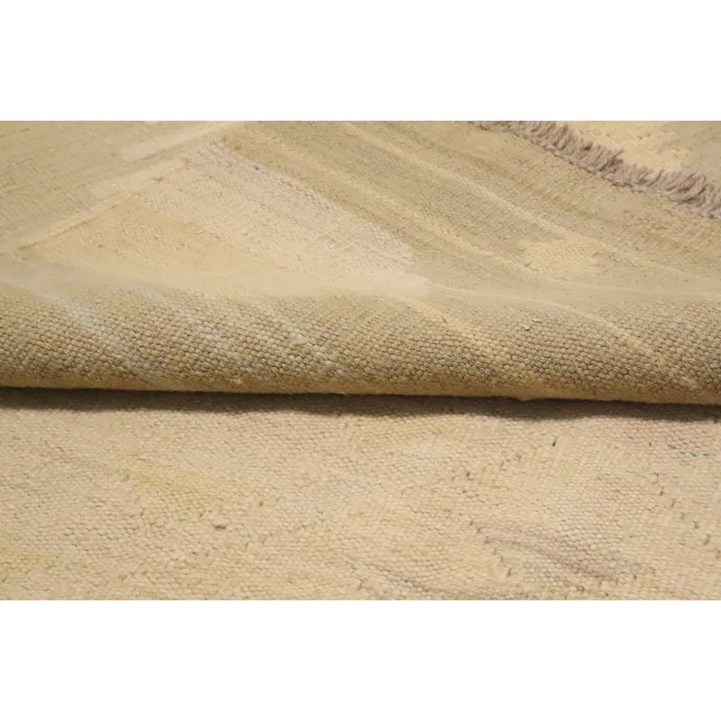 Hand Woven Oriental 100% Wool Carpet Southwestern Tribal Beige & Ivories Kilim Area Rug - 8' 3'' X 4' 10''