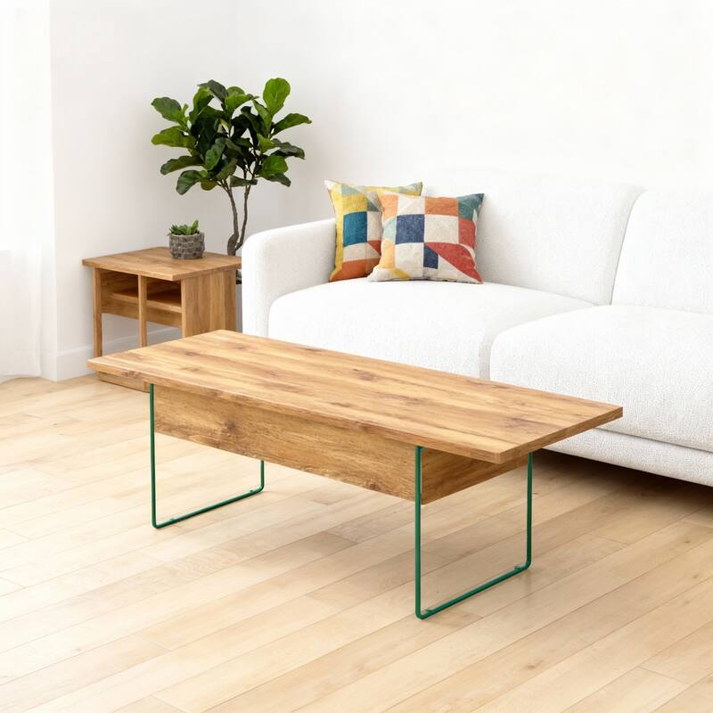 Anmytek Lift Top Coffee Table with Storage Wood Texture Modern Convertible Desk for Small Space Living Room