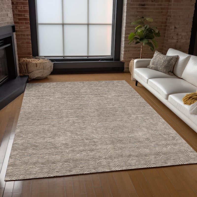 Machine Washable Indoor/ Outdoor Chantille Contemporary Stripe Rug