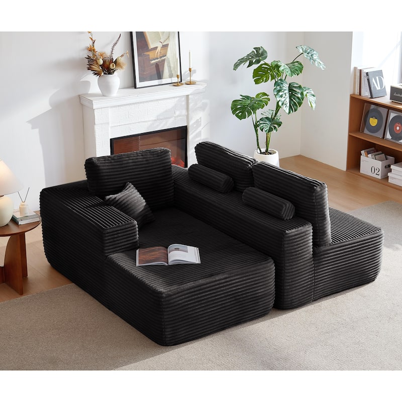 Homy Casa 105" Cloud Sectional Sofa with Chaise, Deep-Seat Modular Couch, No Assembly, Plush Corduroy