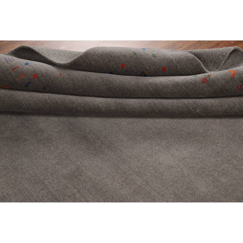 Gray Tribal Gabbeh Oriental Area Rug Handmade Wool Carpet - 8'1" x 9'8"
