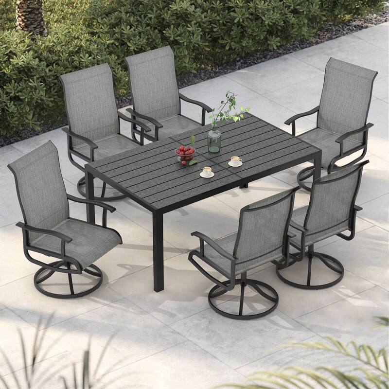5/7-Piece Outdoor Dining Set with 4/6 Swivel Patio Chairs and Rectangular Table, Patio Dining Table Set for 4/6 - 7 PCS Set