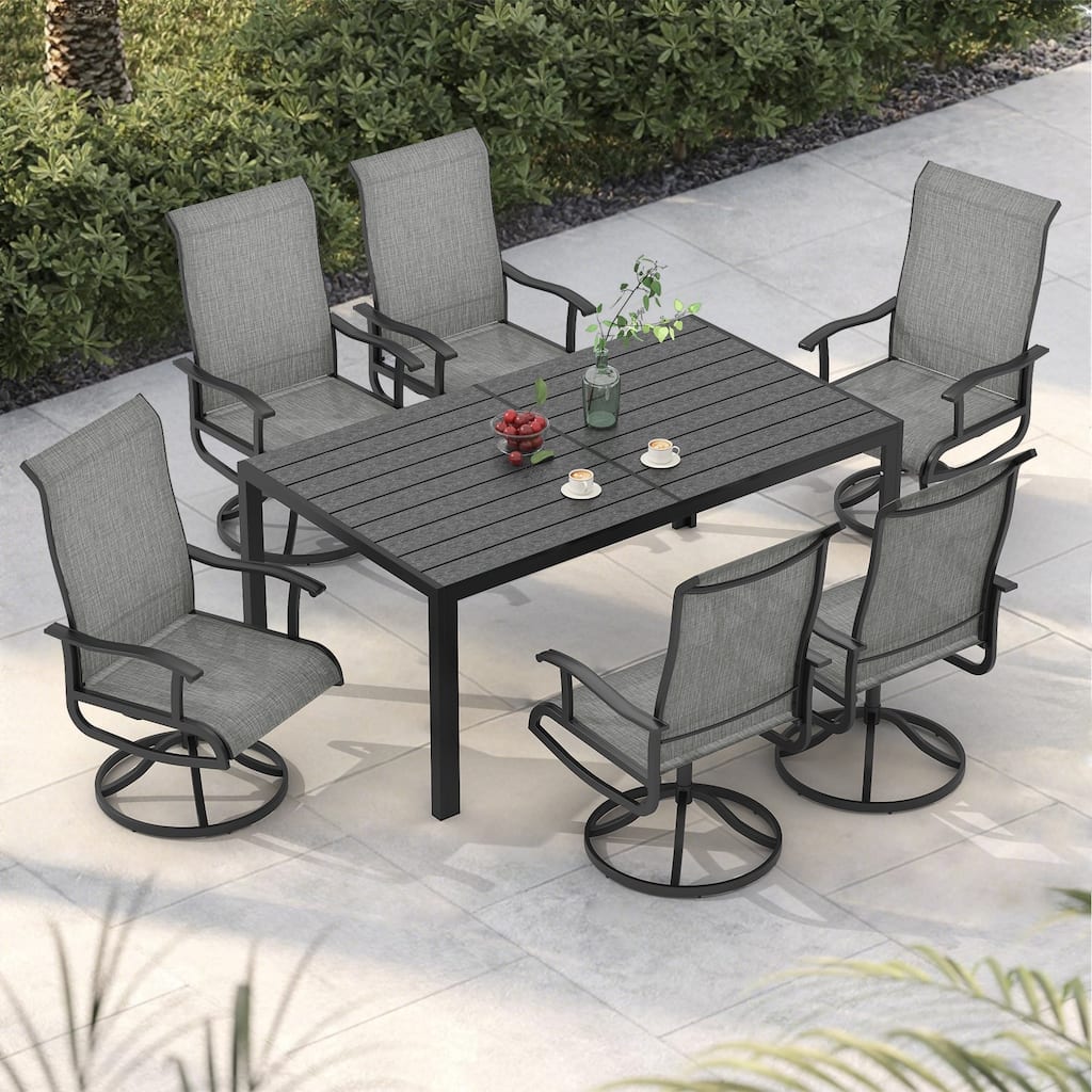 5/7-Piece Outdoor Dining Set with 4/6 Swivel Patio Chairs and Rectangular Table, Patio Dining Table Set for 4/6