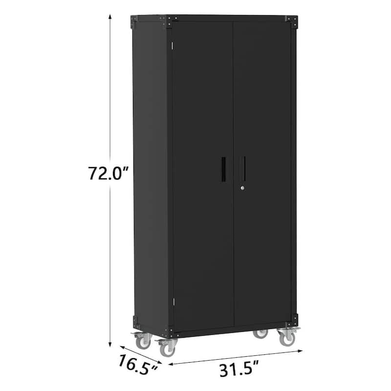 71" Storage Metal Cabinet for Garage Office Shop with 4 Adjustable Shelves - N/A