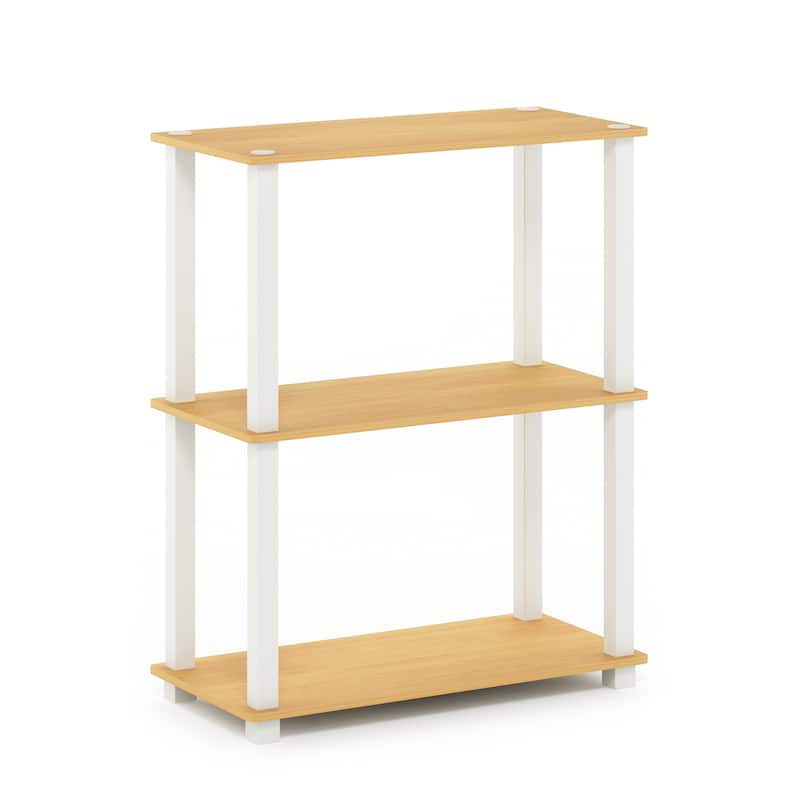 3 Tiers Wood Household Shelving Unit in Beech/White (23.6 in. W x 29.5 in. H x 11.4 in. D) - 23. 6