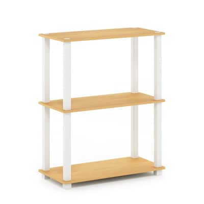 3 Tiers Wood Household Shelving Unit in Beech/White (23.6 in. W x 29.5 in. H x 11.4 in. D) - 23. 6