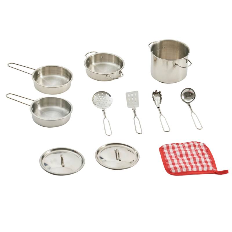 Teamson Kids Little Chef Frankfurt 11-Piece Stainless Steel Play Cooking Set