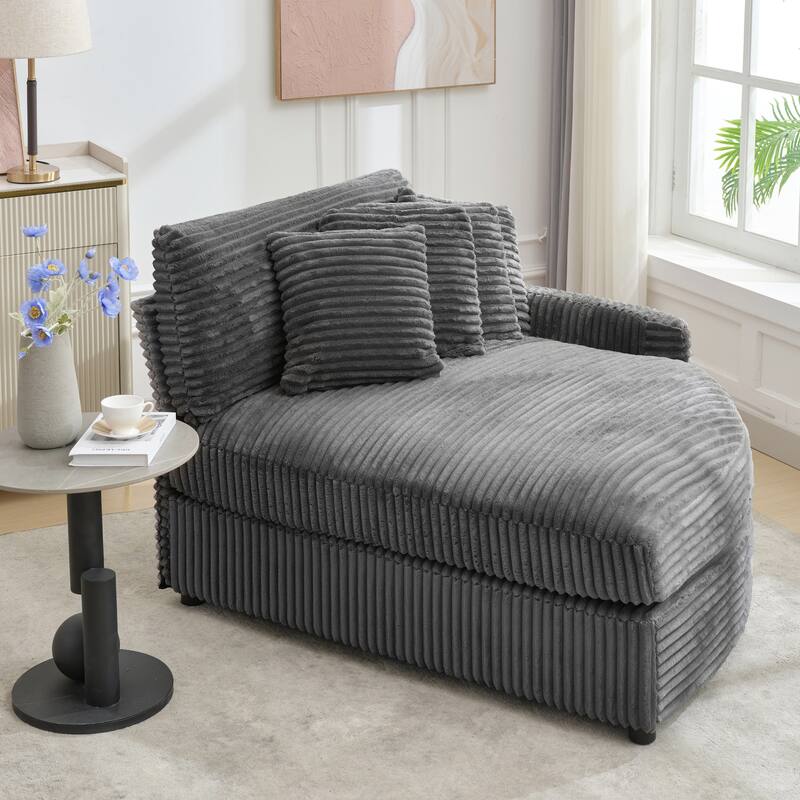 Oversized Fan-shaped Corduroy Couch, 2-piece Sectional Sofa with 4 & 8 Throw Pillows