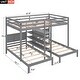 preview thumbnail 14 of 16, Pine Wood Bunk Bed, 4-Shelf Storage, Built-in Ladder, 3 Beds in 1
