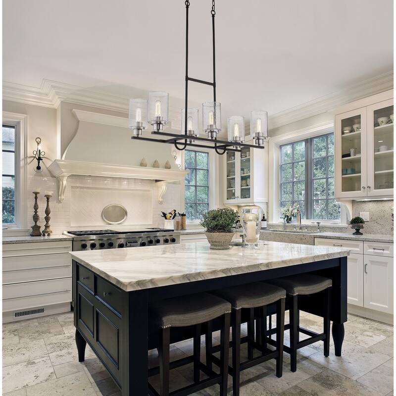 Millennium Lighting Clifton Metal Island Light in Matte Black/Brushed Nickel- 6 Lights