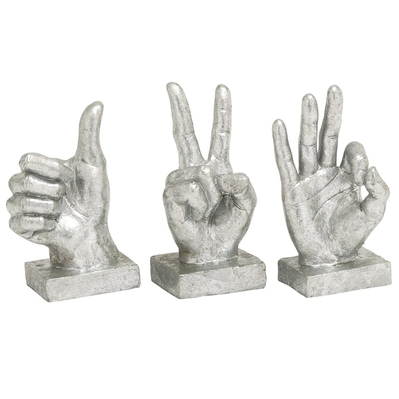Polystone Hands Sculpture - Set of 3 - Gold or Silver