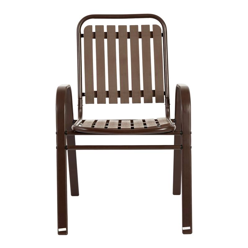 Outdoor Patio Dining Set with Plastic Chairs & Steel Table, 7 Pcs