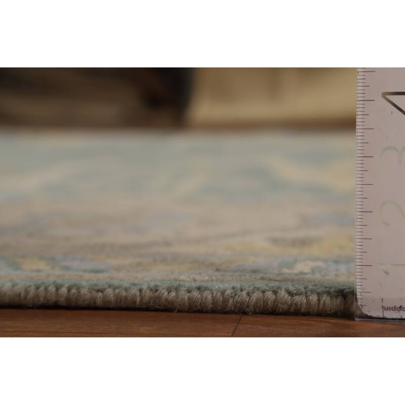 Blue Oushak Indian Area Rug Handmade Wool Carpet - 8'4"x 9'9"