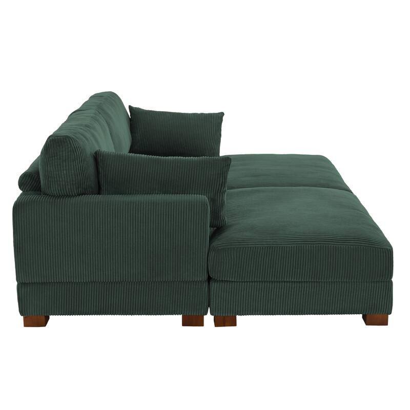 Corduroy Modular Sectional Sofa Deep Seat Corner Sofas & Ottomans