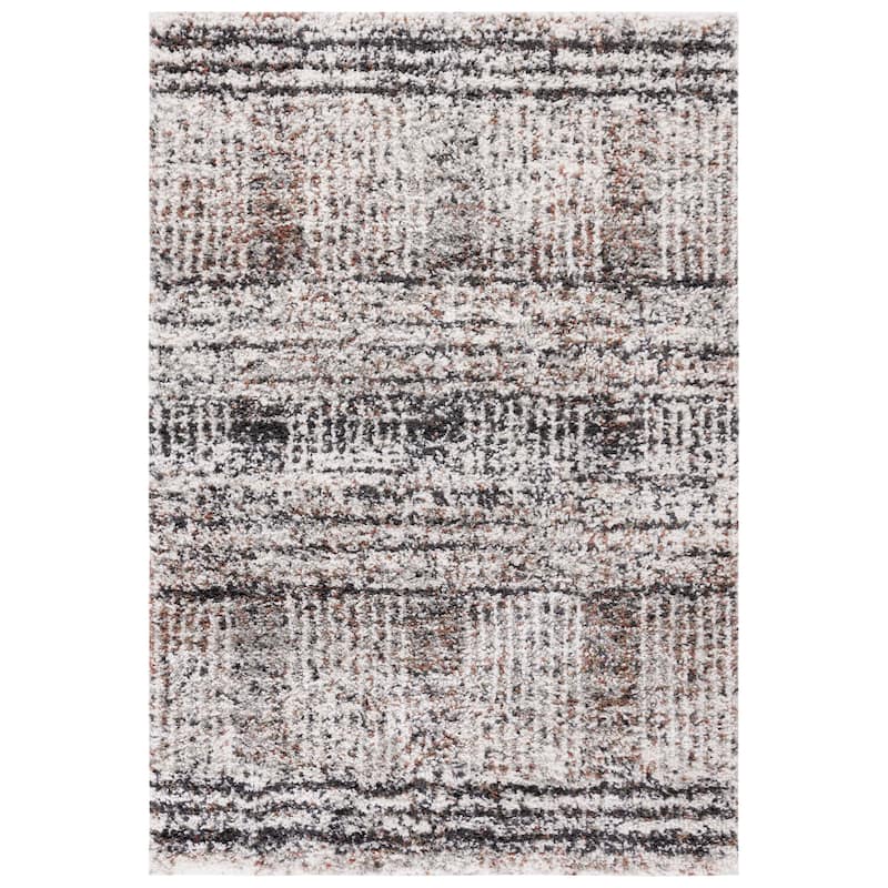 SAFAVIEH Jericho Shag Vesselka Modern 1.2-inch Thick Rug - 6'7" Square - Black/Rust - Square