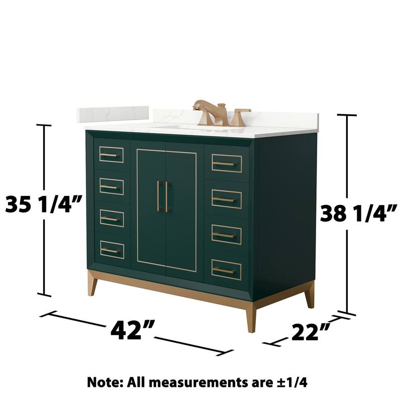 Wyndham Collection WCH515142S-QTZ-US3MXX Marlena 42" Free Standing