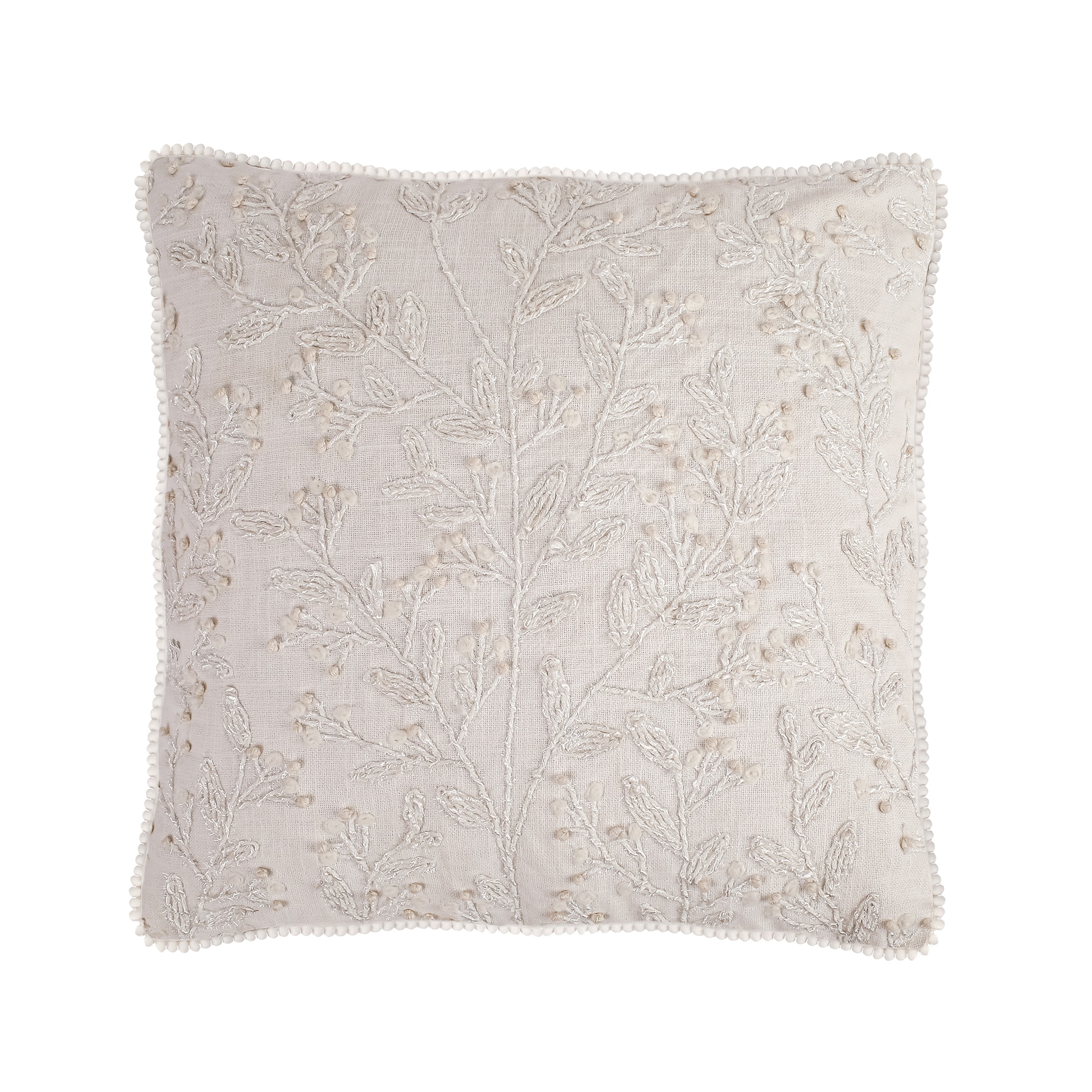 HGTV Home Collection White Boho beaded pillow White 18 in