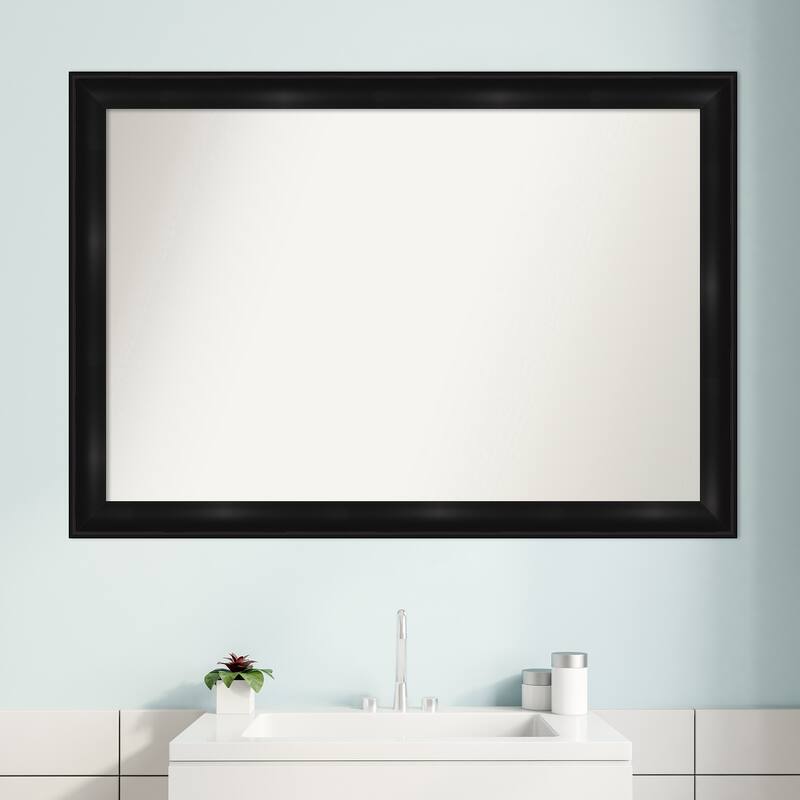 Non-Beveled Bathroom Wall Mirror - Grand Black Narrow Frame