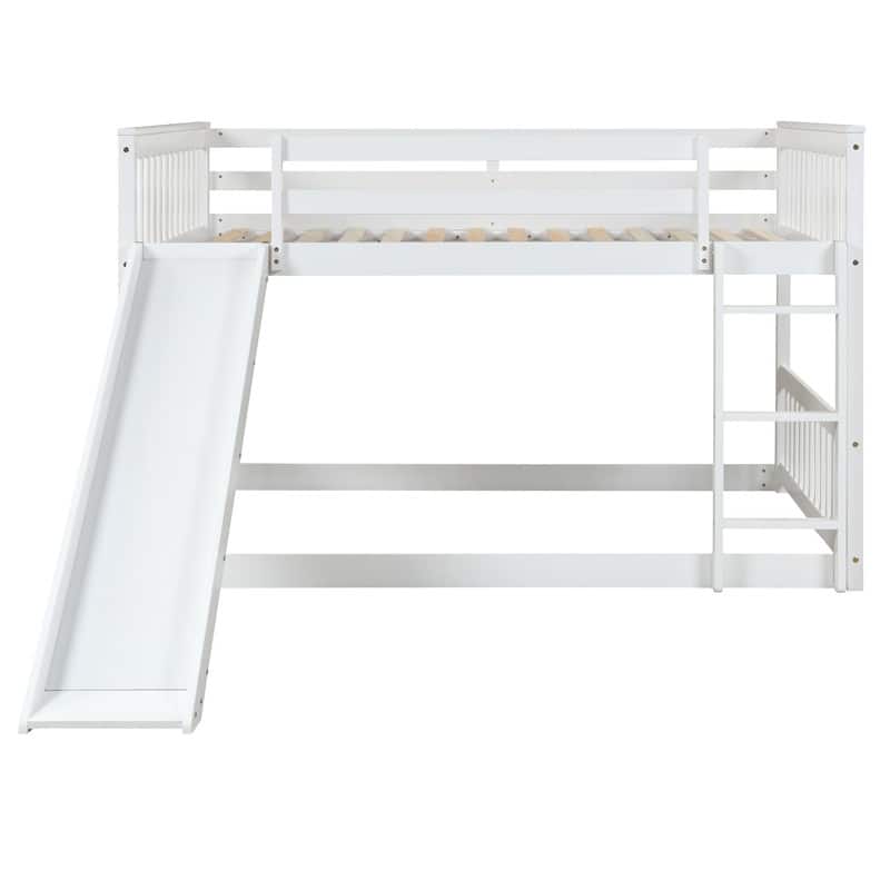Full over Full Wooden Bunk Bed with Slide and Ladder
