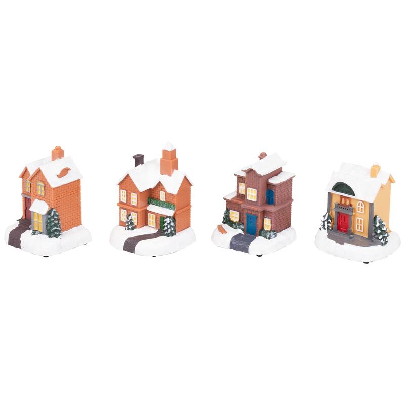 LED Lighted Mini House and Figures Village Set - 12-Piece