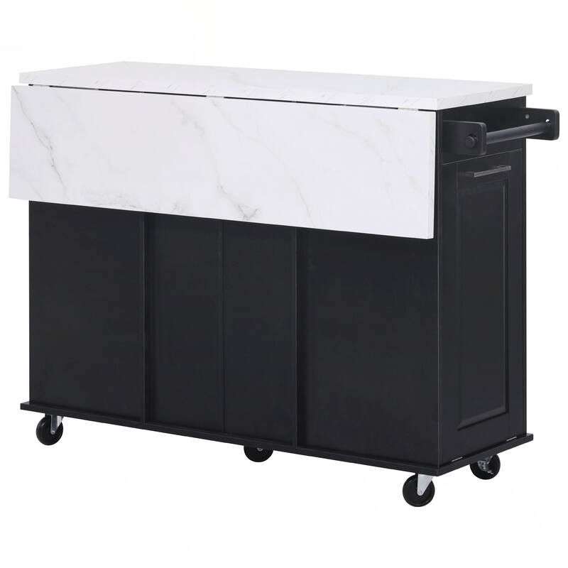 Kitchen Island with Storage Tilt Trash Can Cabinet and Pull Out Cabinet Organizer