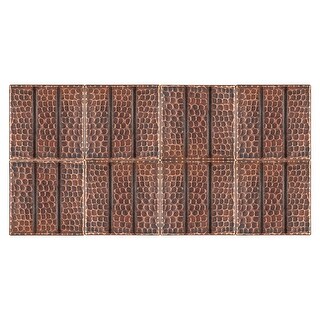 4" x 4" Hammered Copper with Linear Tile Design - Quantity 8 (T4DBL_PKG8)